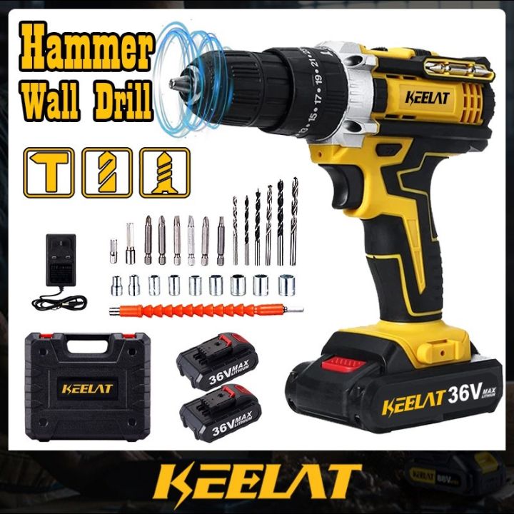 KEELAT 31 PCS Drill Cordless Drill Battery Impact Drill Bateri ...