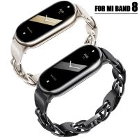 ﹉™ Original Metal Strap for Xiaomi Mi Band 8 Bracelet Fashion Cowhide Leather Replacement Wristband for Miband 8 NFC Accessories