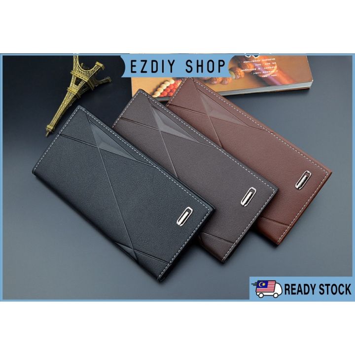 Men's Wallet Long Three-fold Vertical Open Soft Wallet Multi-card