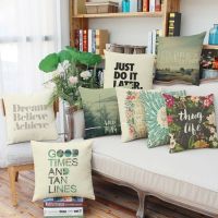 PLW หมอนรองครรภ์ Printed Linen Pillow Cover Office Nap Pillow Back Seat Cushion fall pillow cover  pillow cases home decor  letter pillow หมอนคนท้อง หมอนข้างคนท้อง