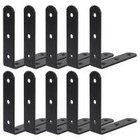 ✑✽ 10 Pcs Black Shelf Brackets Stainless Steel Angle Wood Iron Corner Braces Small