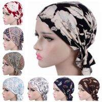 [HOT W] Vintage พิมพ์ Turban หมวกผู้หญิง Retro สไตล์ชาติพันธุ์ Beanie Femme Head Wrap ยืดหยุ่นหมวกอินเดียหญิงมุสลิม Chemo หมวก Headwear