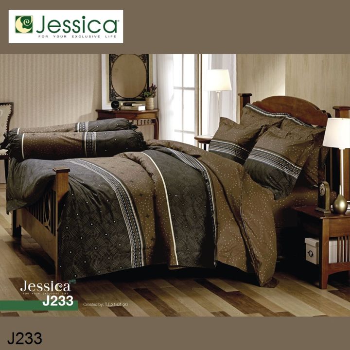 ครบเซ็ต-jessica-ผ้าปูที่นอน-ผ้านวม-พิมพ์ลาย-กราฟฟิก-graphic-print-j233-เลือกขนาดเตียง-3-5ฟุต-5ฟุต-6ฟุต-เจสสิกา-เครื่องนอน-ชุดผ้าปู-ผ้าปูเตียง-ผ้าห่ม