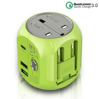 UPPEL Universal Travel Adapter ทั้งหมดในหนึ่งสหรัฐอเมริกาสหภาพยุโรป KR แปลงปลั๊กสมาร์ทหลายพอร์ตประเภท C USB ชาร์จ QC3.0 Power Adapter