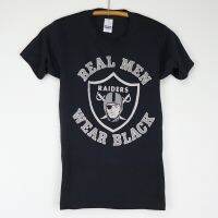 เสื้อยืดผ้าฝ้าย Vintage 1980s Raiders Real Men Wear Black Shirt popular short-sleeved unisex T-shirt  KYJJ