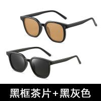 gm brown sunglasses mens high-end sense of anti-ultraviolet and slimming 2023 new retro black frame sunglasses large frame