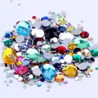 Mixed Sizes 1000pcs Many Colors Round Acrylic Loose Flatback Rhinestone Nail Art Crystal Stones For Wedding Clothing Decorations