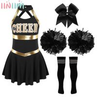 Kids Girls Cheerleading Outfits Sleeveless Dance Dress Halloween Cheer Leaders Uniform Competition Cheering Performance Costumes