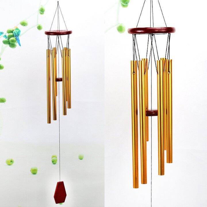 สินค้าใหม่-กระดิ่งลม-แบบ-6-หลอด-สีทอง-wind-chime-โมบายลม-ระฆังลม-กระดิ่งลมมงคล-ตกแต่งบ้าน-ตกแต่งสวน