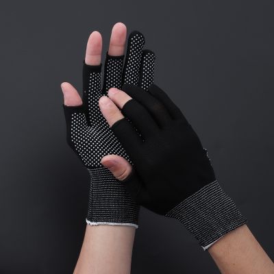 hotx【DT】 1Pair Anti-Slip Fishing Gloves Open/Half Fingers Driving Mittens Gym Biking Men/Women Breathable