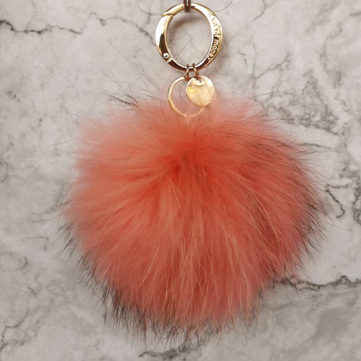 Fox Fur Pompoms Keychains, Real Fur Pompom Key Chain