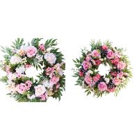 Rose Artificial Flower Wreaths Door Garland for Wedding Decoration Home Party Farmhouse Decor