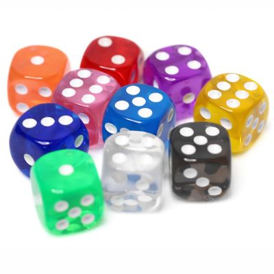 10PCS/Lot Filleted Corner Dice Set Colorful Transparent Acrylic 6 Sided Dice For Club/Party/Family Games