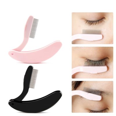 Foldable Ultra-fine Steel Needle Eyebrow Eyelashes Eye Brow Extension Brush Metal Comb Cosmetic Makeup Tools Pink Black Makeup Brushes Sets