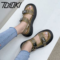 Tuyoki Women Sandals Real Leather 2022 Summer Heels Shoes For Women Fashion Platform Lady Casual Daily Footwear Size 33-43