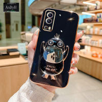 AnDyH New Design Phone Case for Vivo Y72 5G Y52 5G Luxury 3D Stereo Duck Mobile Phone Holder Phone Case Fashionable and Comfortable Soft Case with