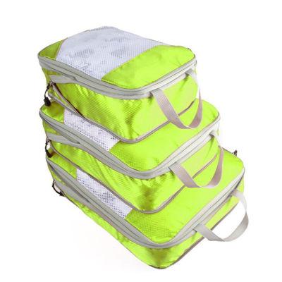 LKEEP ECO 3PCSSET Travel Compression Packing Cubes, Luggage Suitcase Organizer Hanging Storage Bag Premium Cloth Nylon Solid