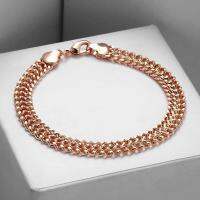 7.5mm Mens Womens Bracelet 585 Rose Gold Color Double Curb Cuban Weaving Bismark Bracelet Jewelry HCB06 20cm Charms and Charm Bracelet