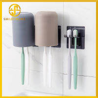 Smiley Home ถ้วยทรงกระบอก พร้อม 1 แผ่นสติกเกอร์ที่แขวนแปรงสีฟัน 2 แปรง