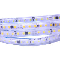 123567101520M AC220v 230V 2835 Led Strip Light 120led M พร้อม Ic Ip68กันน้ำตกแต่ง4000K สีขาว Warm White String