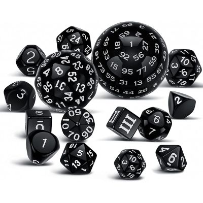 15Pieces Complete Polyhedral DND Set D3-D100 Spherical Set,100 Sides Set for Role Playing Table Games