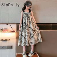 SixDaily ฤดูร้อนหญิงภาพวาดหมึกไม่มีแขนระงับชุดเจ้าหญิง130-170 D0473