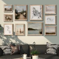 ✇✺❅ Vintage ยุโรป Gallery Wall Prin Mountain Lake ภูมิทัศน์ภาพวาดผ้าใบ Nordic โปสเตอร์และภาพพิมพ์ห้องนั่งเล่นตกแต่งบ้าน