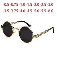 SPH -0.5 to -6 Metal Steampunk Sunglasses Men Women Fashion Round Glasses Brand Design Vintage Sun Glasses Cycling Sunglasses