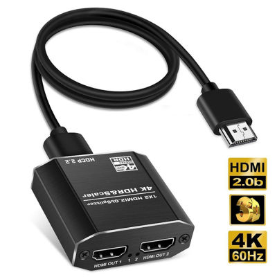 4K 60Hz ตัวแยก HDMI 1 In 2มอนิเตอร์สองจอรูปแบบวิดีโอสี RGB 3D HDMI 2.0 HDCP 2.2ฟังก์ชัน EDID Full HD 1080P 3D พร้อมสาย HDMI