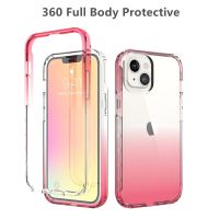 Gradient Transparent Case For iPhone 13 12 Mini 11 13 Pro Max X XS 7 8 Plus Silicone Cover 360 Full Body Protective Phone Coque