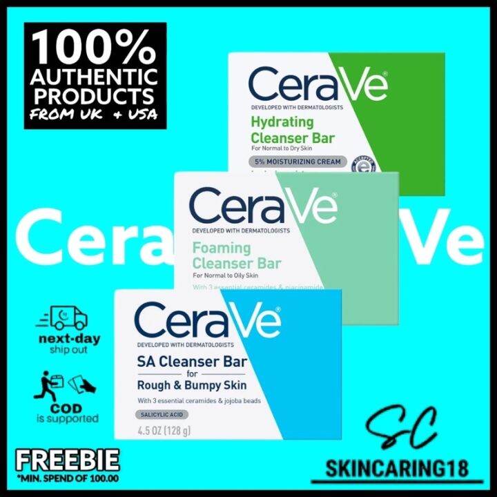 CeraVe Foaming Hydrating SA Cleanser Bar 128g by SkinCaring18 Lazada PH