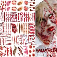 【YF】♚๑┋  30Pcs/Set Temporary Tattoos Makeup Scar Wound Blood Bleeding Stickers Kids Men