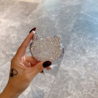 [Chujian home furnishing]  กระจกแมวขนาดเล็ก Kawaii กระจกแต่งหน้าพร้อม Rhinestone Handheld Pocket Vanity Mirror Bling Hand Mirror ตกแต่ง