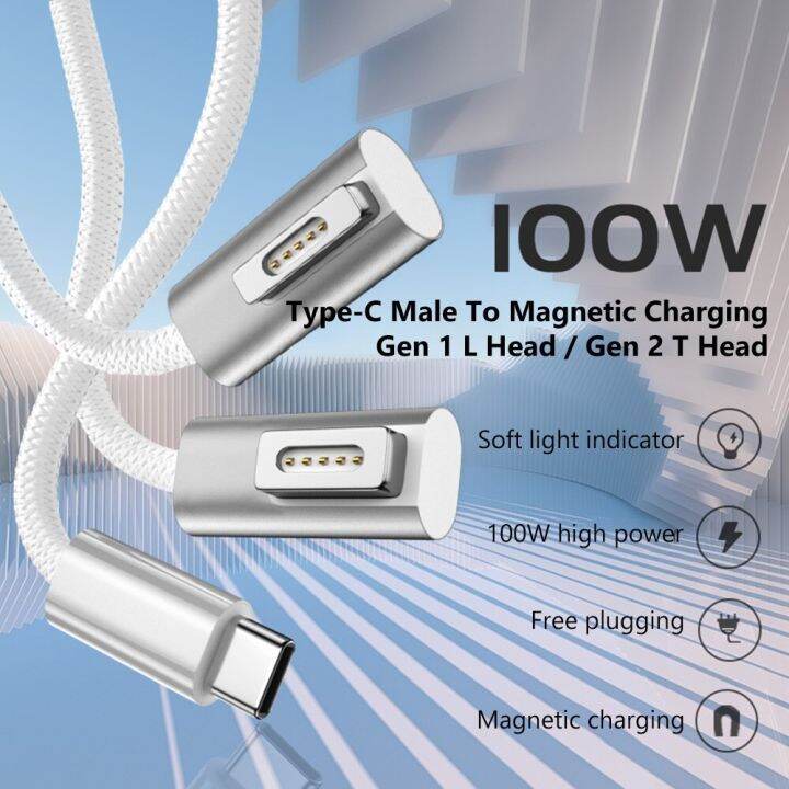 100w-usb-type-c-ไปเป็นแม่เหล็ก1-2สายอะแดปเตอร์สำหรับ-macbook-air-pro-หัวเปลี่ยนสายชาร์จ-pd-ชาร์จไฟสายชาร์จเร็ว