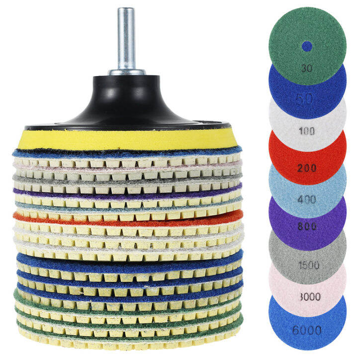 16Pcs Diamond Polishing Pads 4 Inch 306000 Grit Diamond Buffing Pads Wet Dry Quick Change