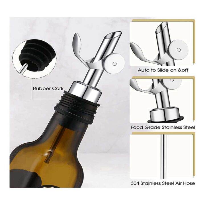 weighted-stainless-steel-pourers-olive-oil-dispenser-spout-liquor-bottles-pourers-auto-flip-oil-dispenser