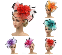 [Pickmine] แถบคาดศีรษะอันหรูหรา Fascinator หมวกที่คาดผมติดโบว์งานแต่งงาน,สุภาพสตรี,Race Royal Ascot