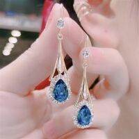 เกาหลีคริสตัล Waterdrop ต่างหูสำหรับผู้หญิงสาวแฟชั่น Geometric รอบผีเสื้อยาวพู่แขวนต่างหูจัดเลี้ยง Jewelry