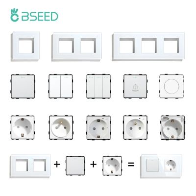 hot！【DT】 BSEED Mechanical Switches Wall Sockets Frame Glass Panel Plug EU/UK/FR Function Parts Only