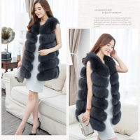 6XL 2019เสื้อหนาวผู้หญิงเสื้อกั๊กขนสัตว์คุณภาพสูง faux FUR Coat ผู้หญิง Fox FUR เสื้อกั๊กยาว PLUS ขนาด: S-XXXXL PC244