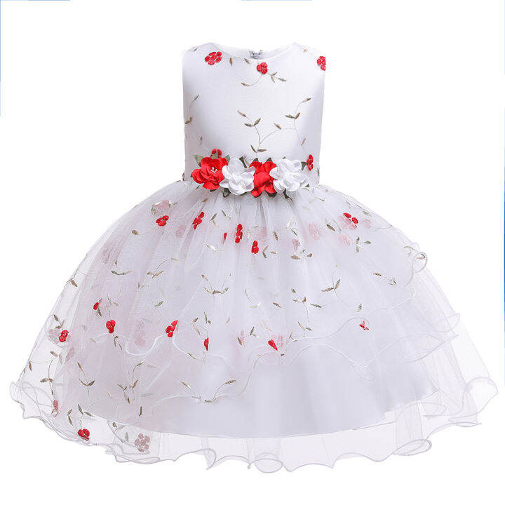 2-10 Yrs Old Girls Summer Dresses Tutu Children Clothes White Floral ...