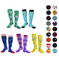 Men Women Colorful Compression Stockings (10-25mmHg) Knee Length Sock - Best for Running Traveling Cycling Pregnant Nurse  Edema Socks Tights