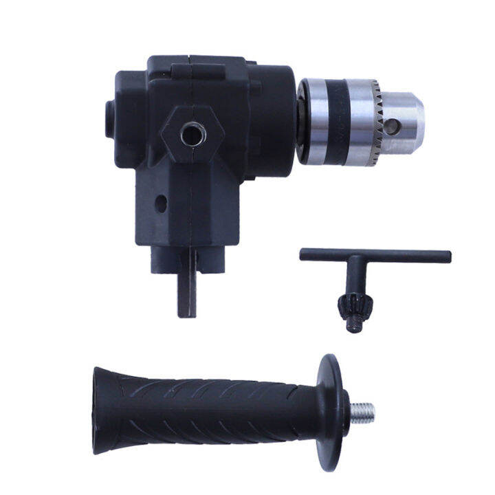 90° Keyless Three Jaw Chuck Corner Impact Drill Adapter Right Angle Bend Extension Chuck Drill