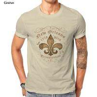 New Orleans Tricentennial Decorative Vintage Gold Unisex Stars &amp; Stripes T-Shirt Printing Games Couples Male 103373 【Size S-4XL-5XL-6XL】