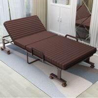 Folding bed, headboard can be adjusted up to 6 levels (max load 250 kg.) size 90x190x30 cm - brown