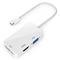 สายเคเบิลอะแดปเตอร์ 3 in 1 สายแปลงคุณภาพเยี่ยม แปลง Thunderbolt Mini Display Port DP ไปยัง HDMI DVI VGA สำหรับ Apple MacBook Pro