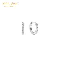 Miniglam Demi Round Crystal Hoop Earrings (Silver) ต่างหูห่วงคริสตัลวงกลมสีเงิน