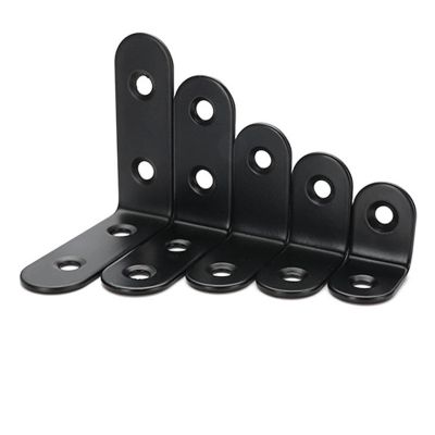 ❒ 5pcs/Lot Stainless Steel L Shape Angle Fixed Corner Bracket Furniture Accessories Cabinet 90 Degrees Connector Black