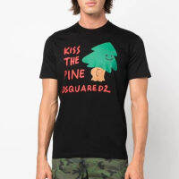 เสื้อยืดแขนสั้นอินเทรนด์พิมพ์ลายต้นไม้สี่เหลี่ยม Dsquared2