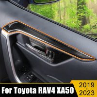 สำหรับโตโยต้า RAV4 2019-2021 2022 2023 RAV 4 XA50ไฮบริดสแตนเลสที่เท้าแขนประตูรถกรอบแถบตัดปกอุปกรณ์ตกแต่ง